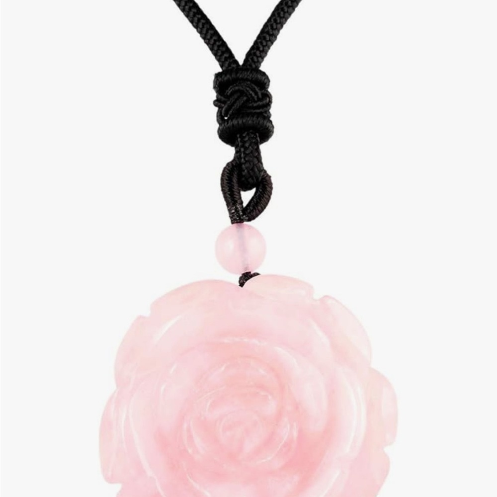 Elegant Pink Rose Pendant Necklace